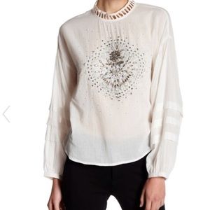 NWT Free People Heart of Gold embellished blouse M